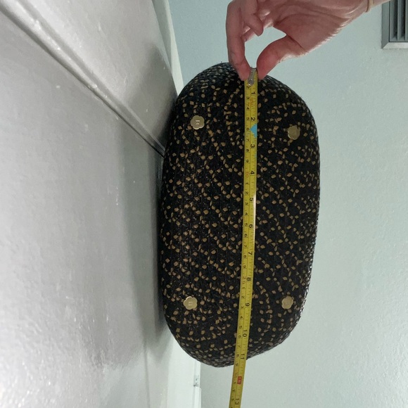 ERIC JAVITS straw raffia black and tan leather trim tote. Beach/ summer tote. - Picture 7 of 14